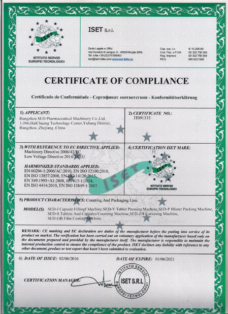 CHINA Hangzhou SED Imp. And Exp. Co., Ltd. certificaten