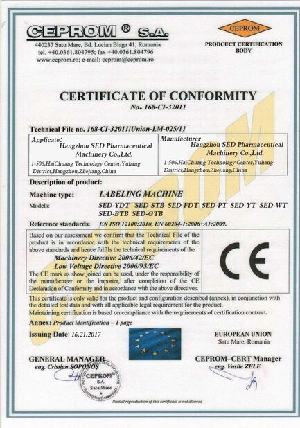 CHINA Hangzhou SED Imp. And Exp. Co., Ltd. certificaten